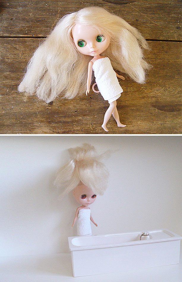 Kenner 1972 blythe doll hair defrizz restoration yatafix prototype aiai chan blythe vintage doll japan yatabazah 