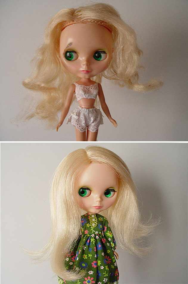Kenner 1972 blythe doll hair defrizz restoration yatafix prototype aiai chan blythe vintage doll japan yatabazah 