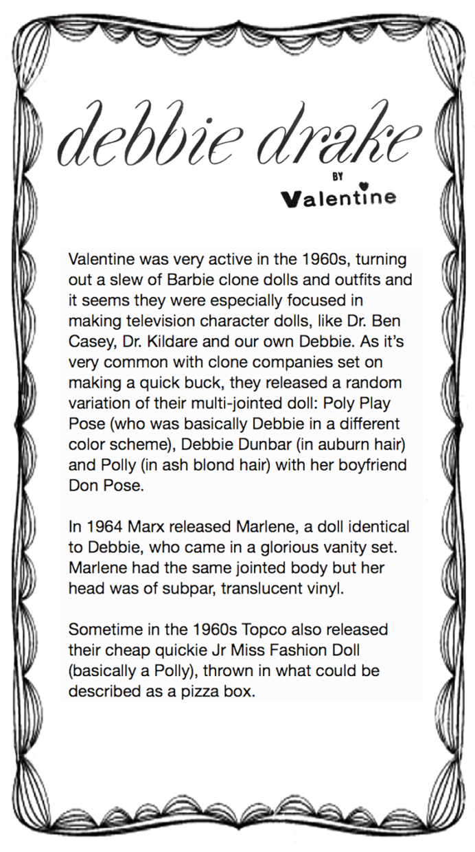 debbie drake valentine vintage barbie clone polly pose jilmar Dunbar Miss Fashion doll Marx Marlene yatabazah 